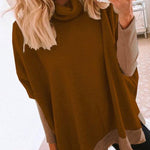 Women's High Neck Knitted Sweater Loose Sweatshirt
