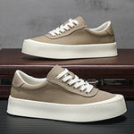 Mens Breathable Canvas Board Shoes With A Height-increasing Sole