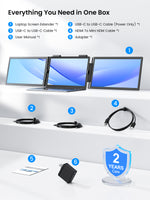 UPERFECT Portable Monitor 14 Inch Wireless Triple, Laptop Screen Extender, Ultra-Slim, 125 Percent SRGB, One Cable Plug And Play, For MacOS Win Android, Fits 13.3-17.3 Inch Laptops thumbnail 6