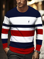 Men's Casual Crew-Neck Printed Long-Sleeve T-Shirt