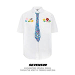 American-style Casual Crayon-graffiti Short-sleeve Shirt