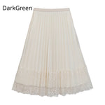 Double-sided Lace-panelled Pleated Skirt