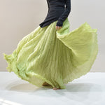 Ruffled Forest Girl Style Traditional Chinese Inspired Cotton Linen A Line Maxi Skirt