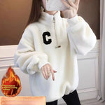Womens Stylish Padded Loose-fitting Half-zip Jacket