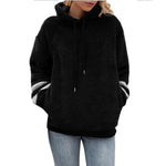 Womens Relaxed-fit Fur-panelled Long-sleeve Ribbed Hoodie With Drawstring Details