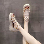 Internet-famous Platform Wedge Sandals With A Peep-toe Design For Women