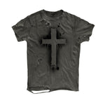 Fashionable Y2K-style Short-sleeve T-shirt With A Cross Design Mens Top