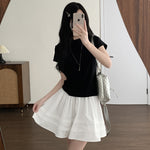 SpringSummer Preppy-Style Commuter All-Match Pleated Tiered Skirt