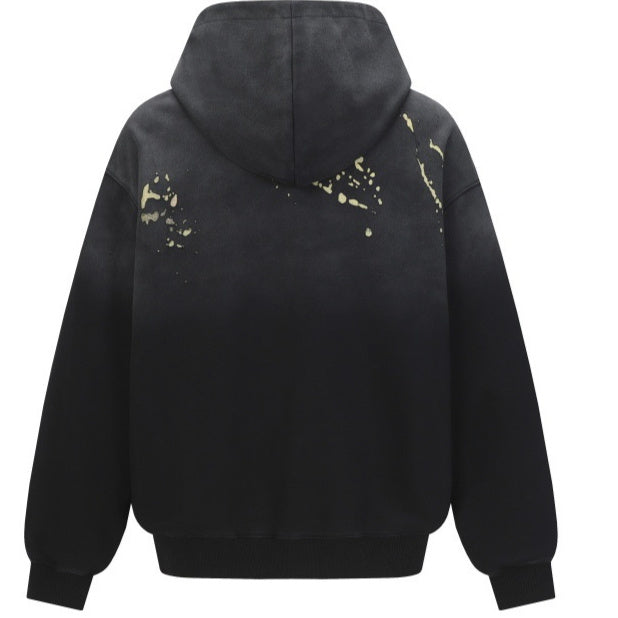 Distressed Washed Long-Sleeve Hoodie Mens And Womens Loose-Fit Couple Top