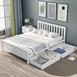 Wooden Solid White Pine Storage Bed With Drawers Bed Furniture Frame For Adults, Kids, Teenagers 4ft6 Double White 190x135cm