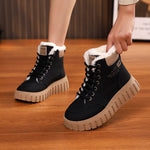 Womens High-top, Fleece-lined Dr Martensstyle Boots, Thick-soled And Casual
