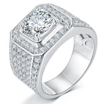 S925 Sterling Silver Wide Band Moissanite Ring, 1&2&3&5ct D-VVS1 Octagon Pave Setting, US Sizes 5-9, GRA Certified Jewelry Gift Box