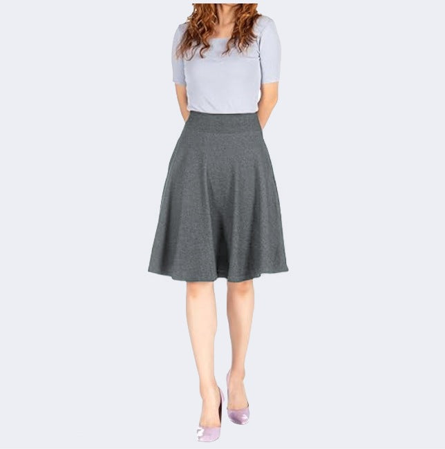 Knee-length A-line Skirt With Pockets Exuding An Elegant And Professional Vibe
