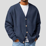 Mens Casual Loose-fit Long-sleeve Knitted Cardigan