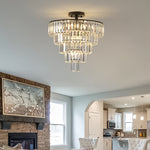 Large Black Crystal Chandelier, Contemporary Style Chandelier, Dining Room, Living Room, Bedroom - Bulb Not Included  Unavailable Platforms- Temu