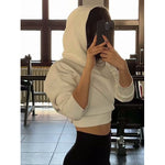 Chic Hooded Fleece-lined Thickened Long-sleeve Sweatshirt Womens Oversized Fit