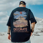 Loose-fit Japanese-style Short-sleeve Black Oversized Mens Wear