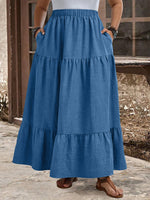 New Arrival Women's High Waist Vintage Casual Maxi Skirt Plus Size