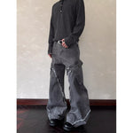 Washed Distressed Patchwork Loose Wide-Leg Pants For Men