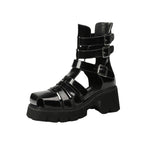 Summer Square-toe Woven Breathable Thick-soled Sandals With Back Zippers