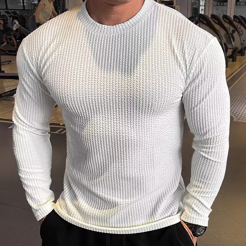 Mens Fashionable Casual Waffle-Weave Sweatshirt
