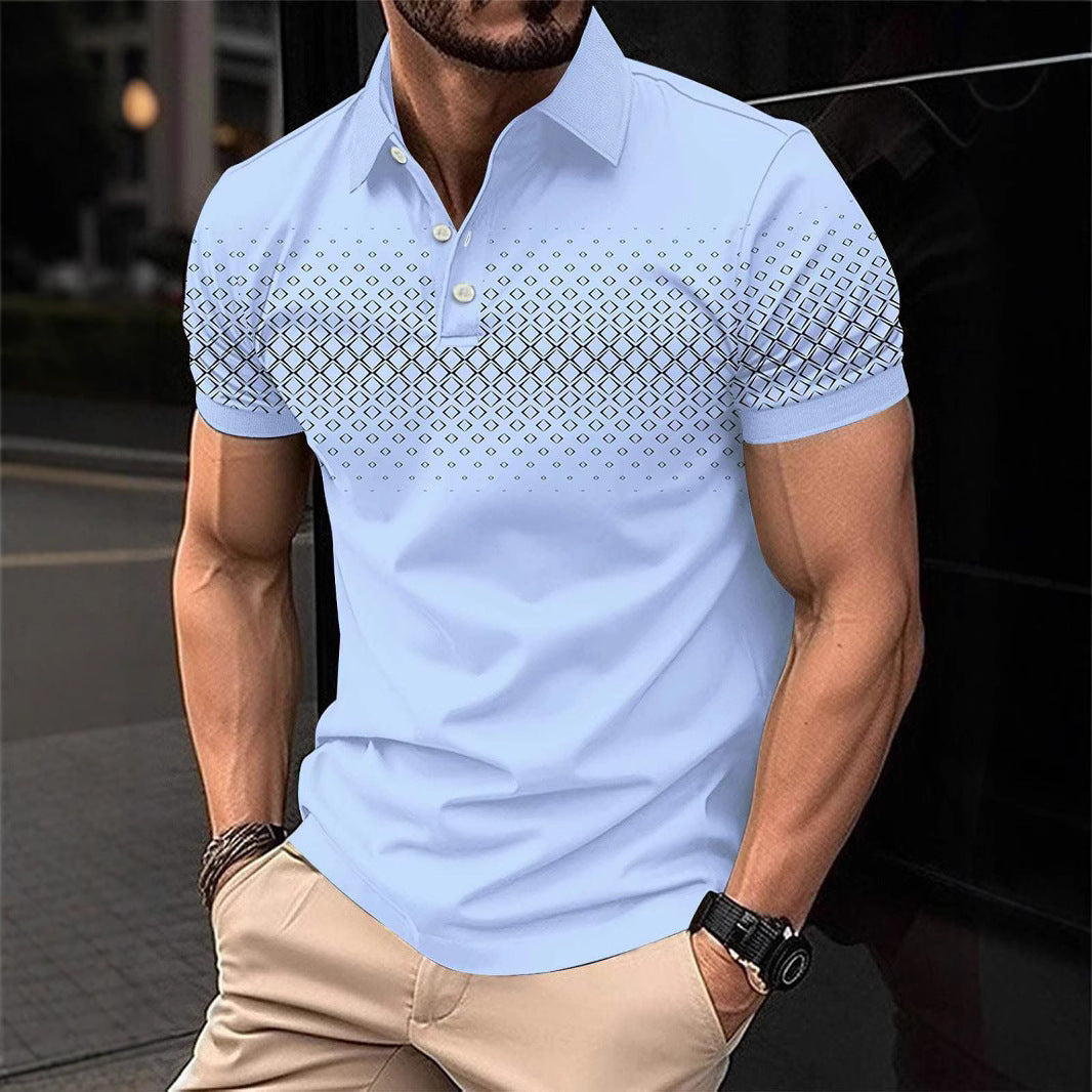 Mens Minimalist Casual Button-down Plaid-print Polo Shirt