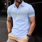 Mens Minimalist Casual Button-down Plaid-print Polo Shirt