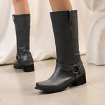 Plus-size Square-toe Bootie Denim Boots For Women