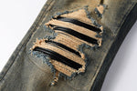Fashionable Mens Distressed Dark-wash Jeans