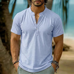 Mens Tie-Dye Button-Down Short-Sleeve Stand-Collar Shirt