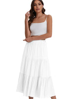 New Arrival High Waist A-Line Midi Skirt, Casual Drawstring Long Skirt