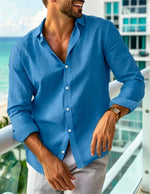 Mens Long-sleeve Lapel-button Shirt
