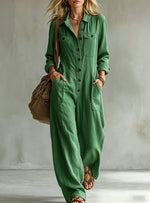 Womens Workwear Linen Casual Jumpsuit