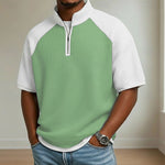 Mens Color-Block Printed Waffle-Weave Casual Top