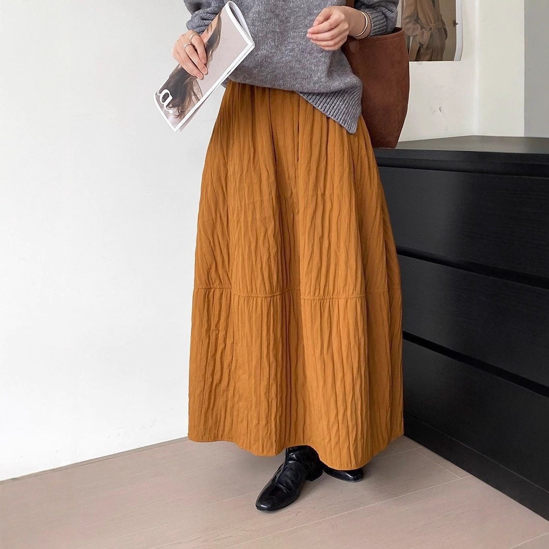 Japanese-style Literary Retro Midi Skirt For Spring And Autumn