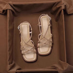 Retro-style Leather Open-toe Sandals With Crisscross Straps