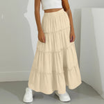 Ruffled Long A-line Double-layered Lined Beach Skirt