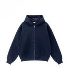 Womens Casual Solid-Color Hooded Zip-Up Sweatshirt Coat