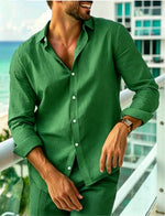 Mens Long-sleeve Lapel-button Shirt