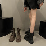 Versatile Vintage Chunky-heel Platform Short Boots