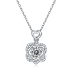 S925 Sterling Silver Heart Necklace, 1ct D-VVS1 Moissanite & Lab-Grown Gems, Platinum Plated 3g With GRA Certificate Gift Box