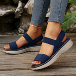 Platform Flat Peep-toe Elastic Strap Large-size Sandals For Women