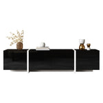 TV Cabinet, Black High-gloss Cabinet And White Contrasting Table Legs, With Simple Cabinet Doors And Drawers.