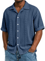New Mens Jacquard Short-sleeve Shirt