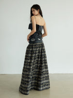 Lady's Vintage Checkered Long-style Casual Skirt