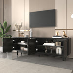 Modern Black TV Cabinet  175 X 38 X 56 Cm, Adjustable Shelves, Lightweight Lowboard TV Furniture In Luxury Style