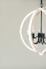 6 - Light Wood Chandelier With Adjustable Chain For Kitchen, Dining Hall Entrance, Bulb Not Included