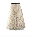 Wavy-pattern Tulle Skirt For Women Summer Style