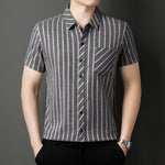 Mens Casual Striped Plus-Size Short-Sleeve Shirt