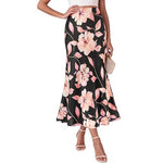 Bohemian A-line High-waisted Chic Silk Midi Dress For Women